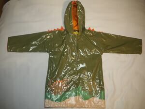 Kidorable Dinosaur Rain Coat Jacket Green Hooded Kids Size 6/7 Waterproof